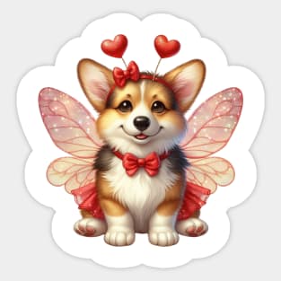 Valentine Fairy Corgi Dog Sticker